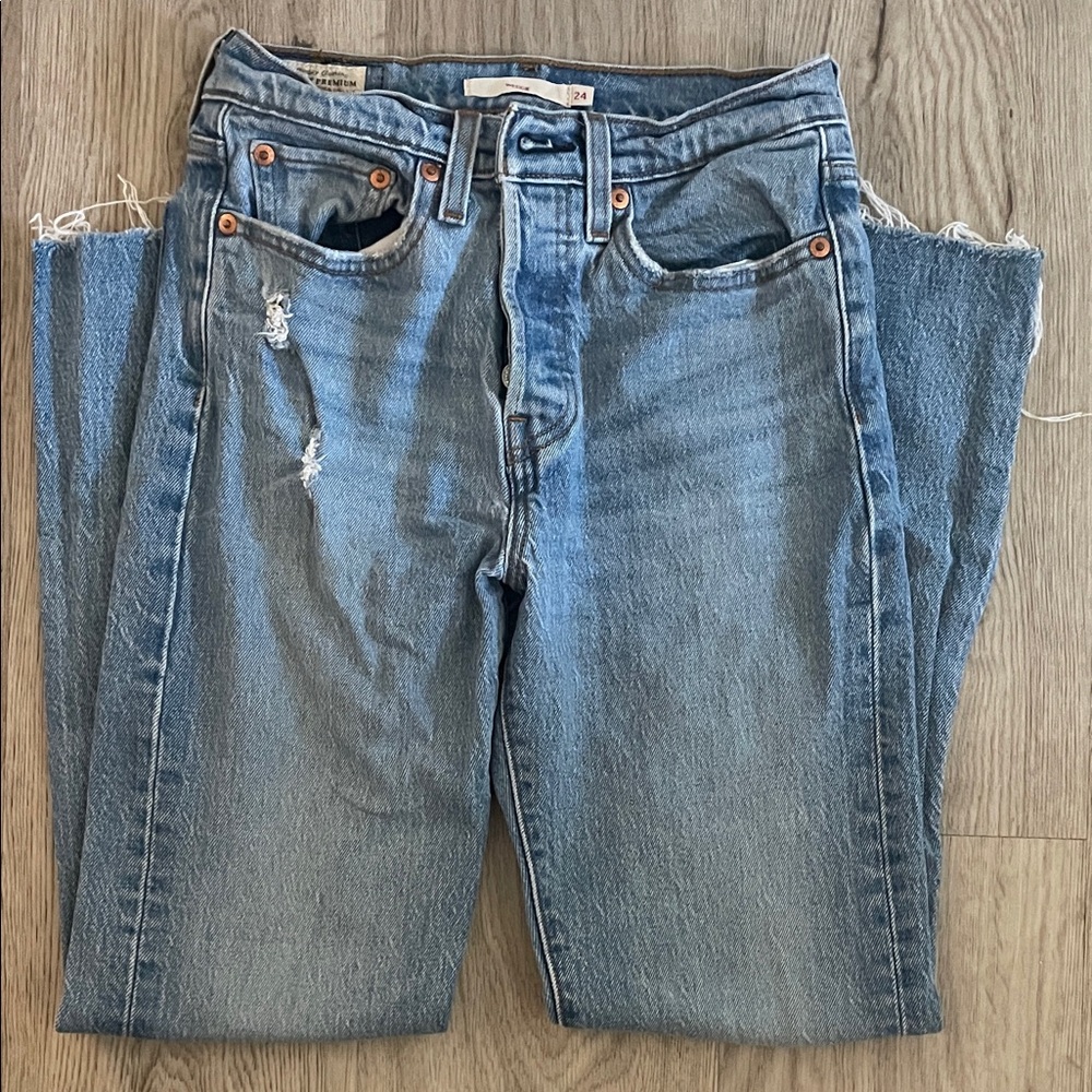 Levi's Light Blue Distressed Ankle Jeans